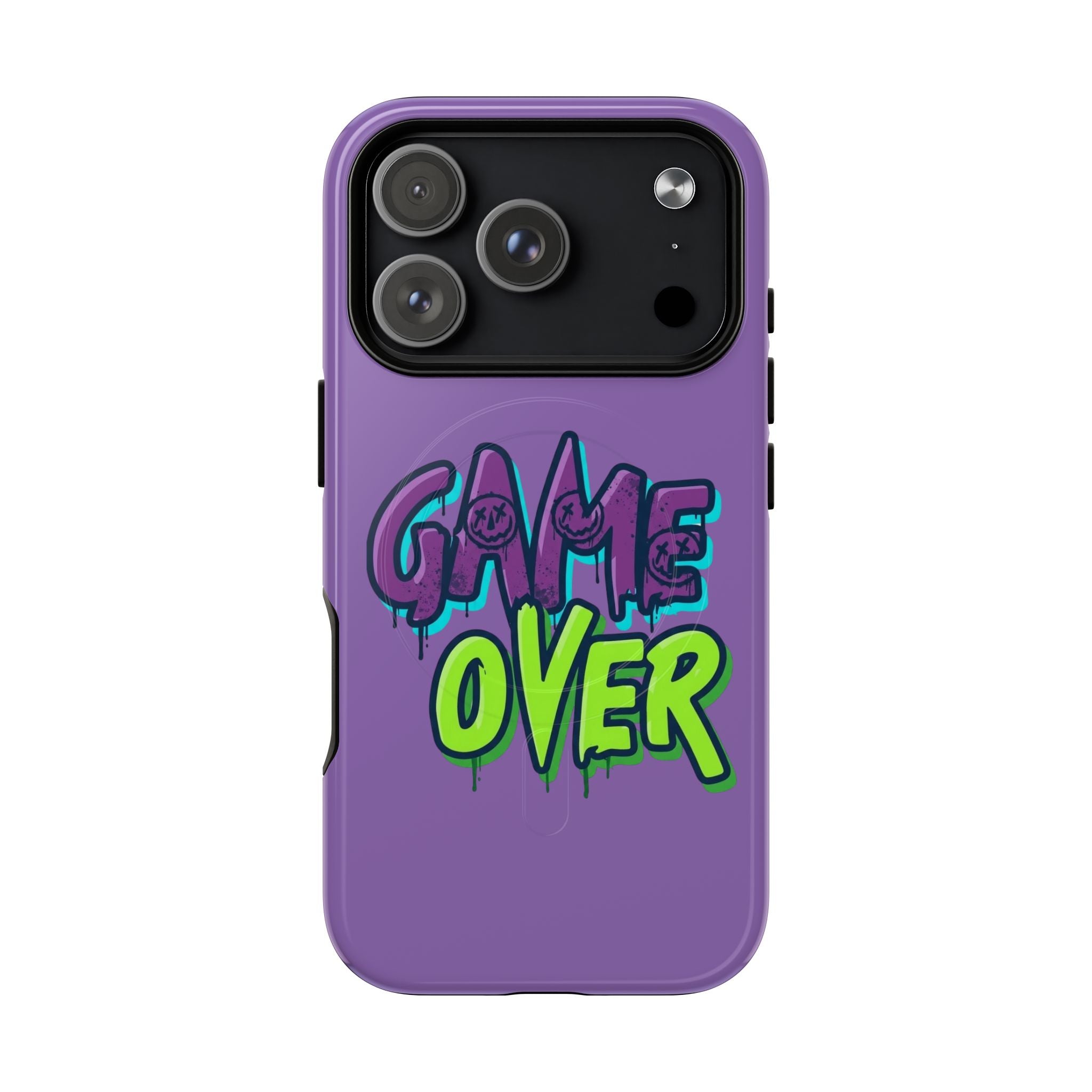 "Game Over" Purple Graffiti Tough Magnetic Case for iPhone 17 Series | Aesthetic Streetwear MagSafe Armor for 17, 17 Air, 17 Pro & 17 Pro Max