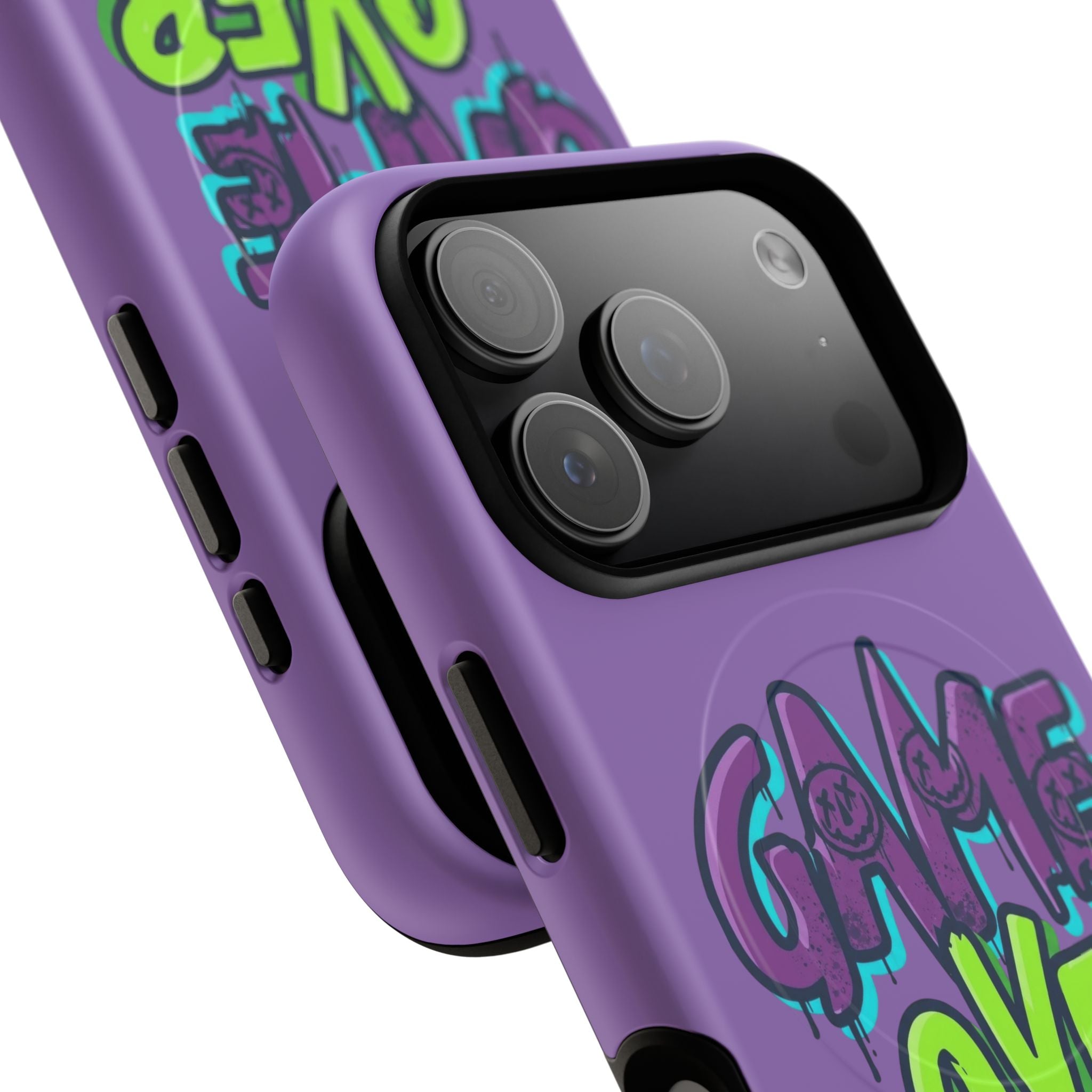 "Game Over" Purple Graffiti Tough Magnetic Case for iPhone 17 Series | Aesthetic Streetwear MagSafe Armor for 17, 17 Air, 17 Pro & 17 Pro Max