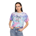 Slay All Day Tie Dye Crop Top - Women's Pastel Graphic Crop Tee
