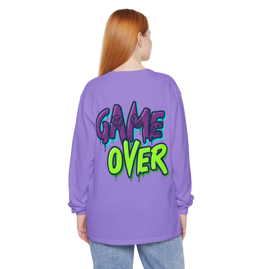 Game Over Graphic Sweatshirt for Women – Trendy Streetwear Casual Long Sleeve Shirt