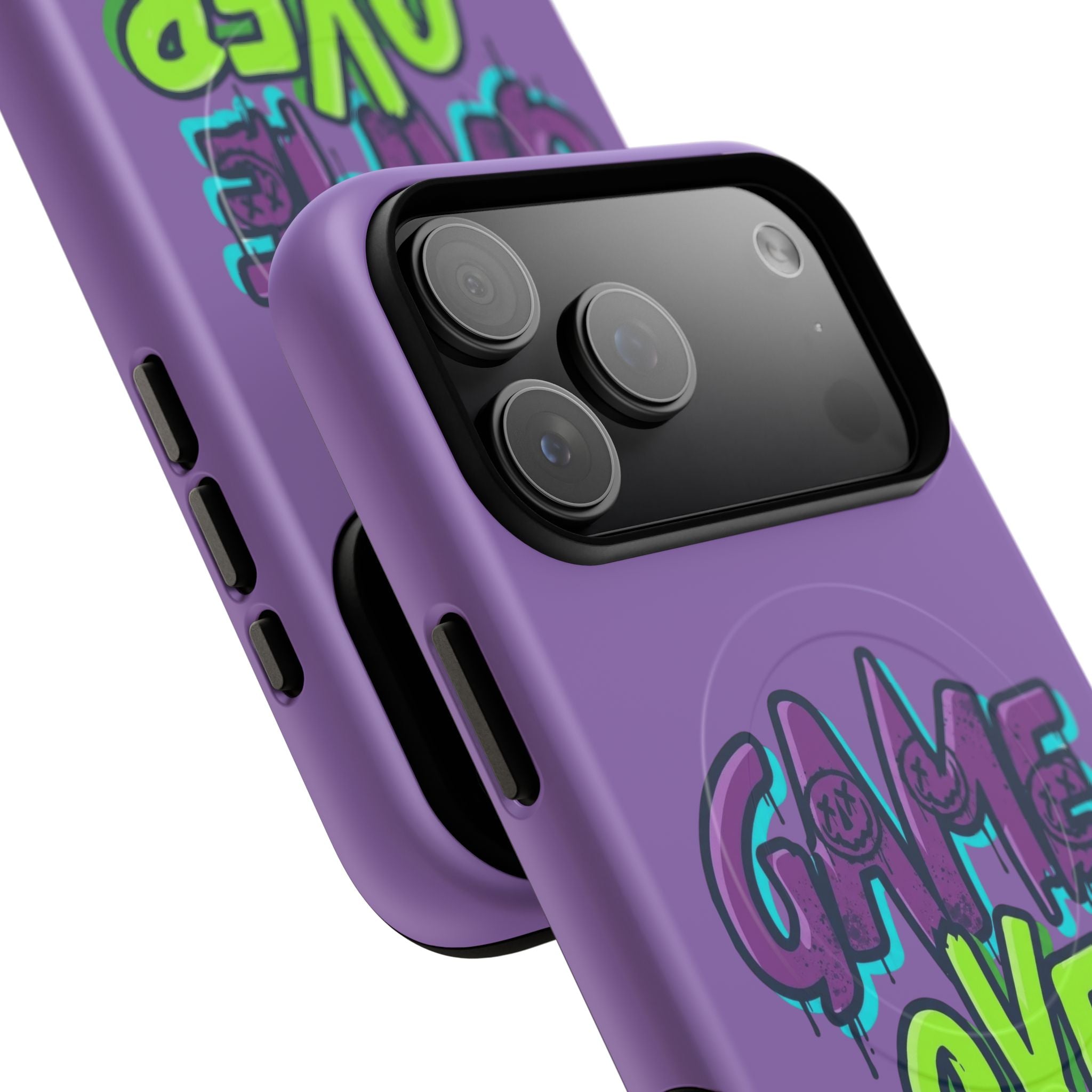 "Game Over" Purple Graffiti Tough Magnetic Case for iPhone 17 Series | Aesthetic Streetwear MagSafe Armor for 17, 17 Air, 17 Pro & 17 Pro Max
