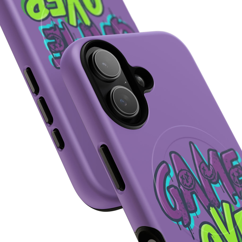 "Game Over" Purple Graffiti Tough Magnetic Case for iPhone 17 Series | Aesthetic Streetwear MagSafe Armor for 17, 17 Air, 17 Pro & 17 Pro Max