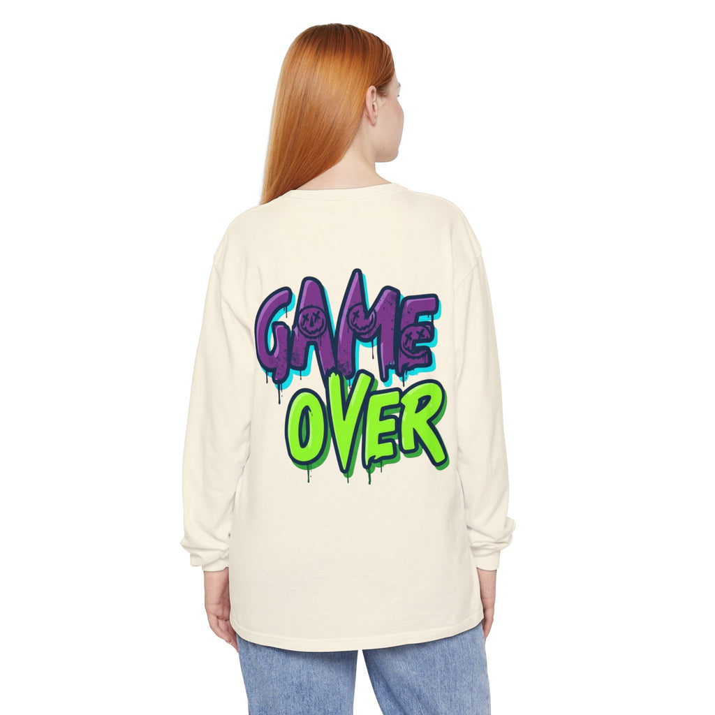 Game Over Graphic Sweatshirt for Women – Trendy Streetwear Casual Long Sleeve Shirt