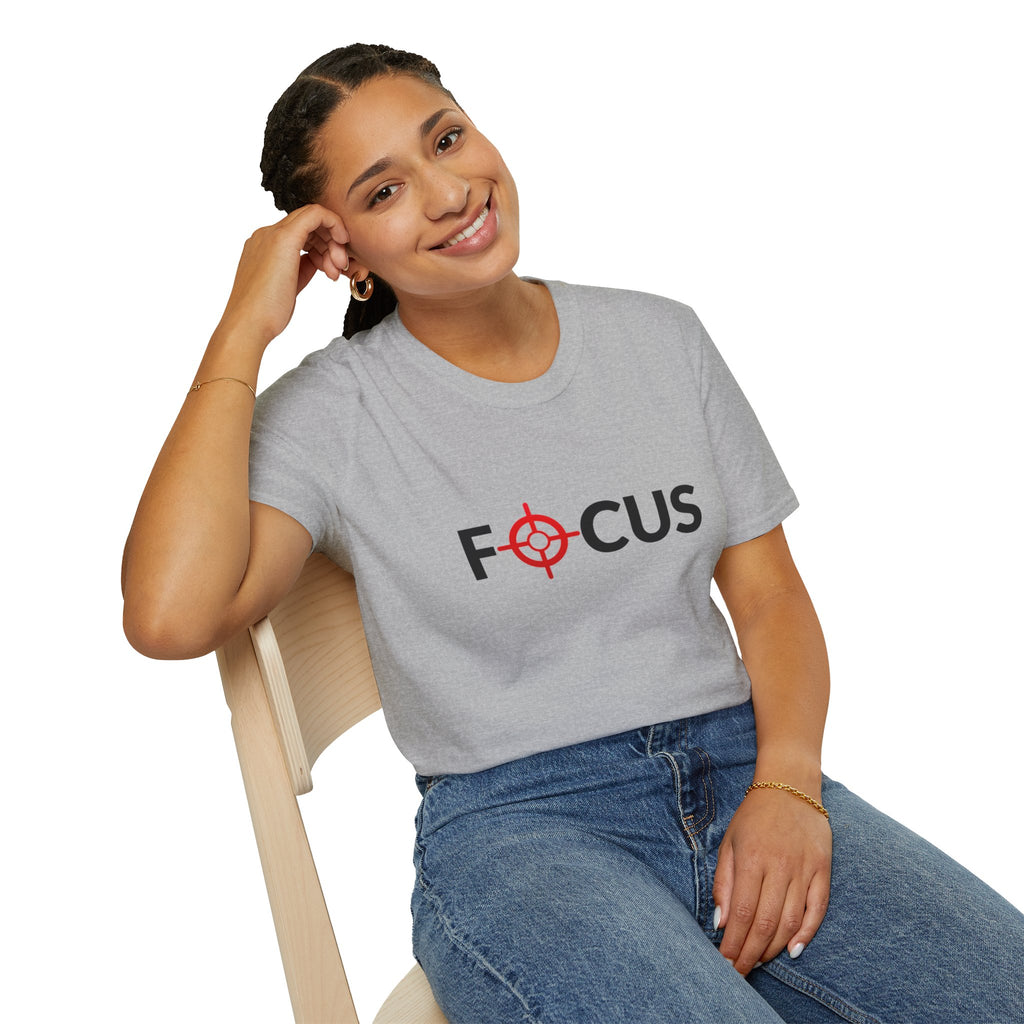 Focus Target Graphic T-Shirt - FOCUS with Red Crosshair Motivational Tee