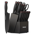 15-Piece Dishwasher Safe Knife Set - German Stainless Steel with Block