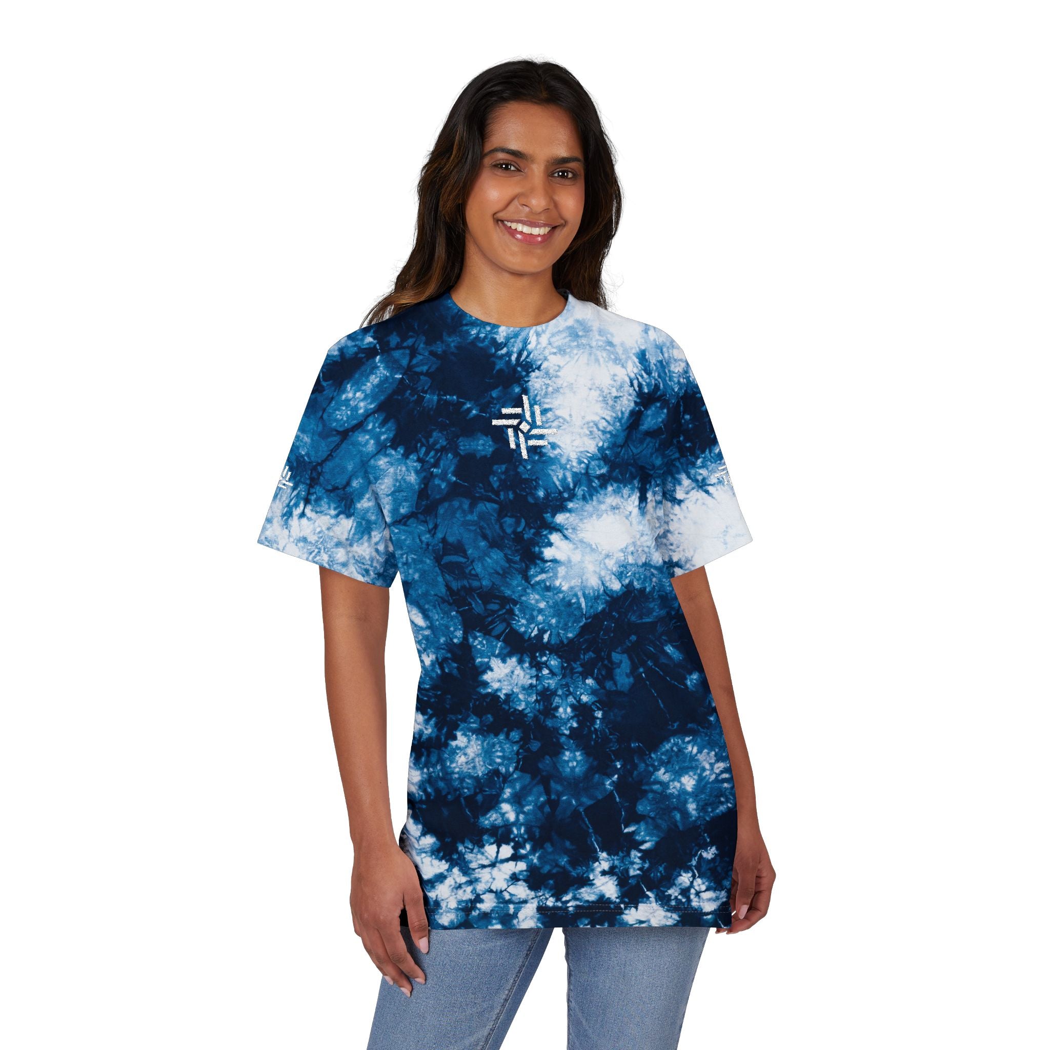Trevizia Signature Oversized Unisex Tie Dye Tee - Embroidered Urban Streetwear Graphic T-Shirt