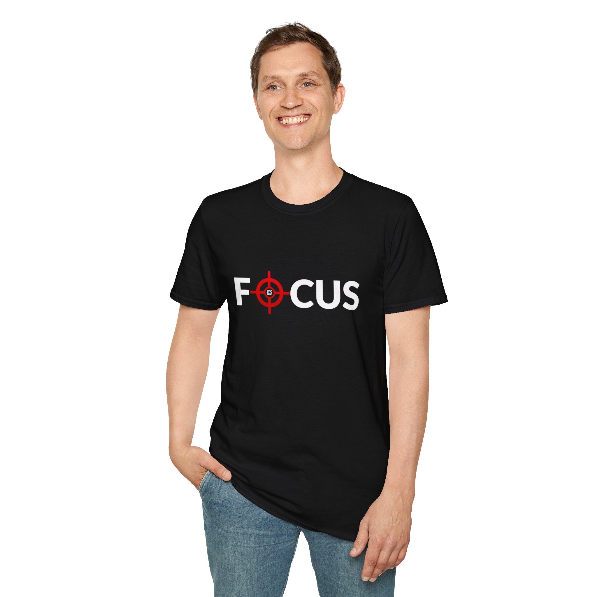 Focus Target Graphic T-Shirt - FOCUS with Red Crosshair Motivational Tee