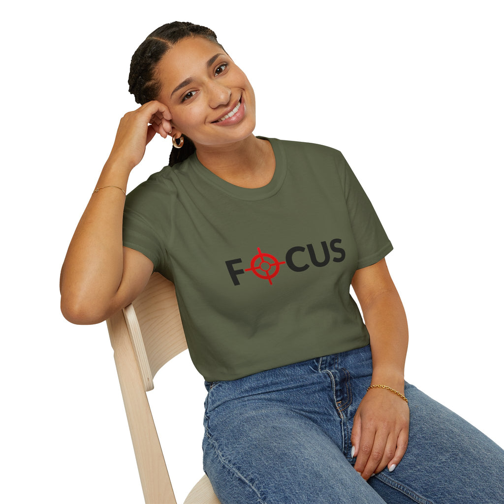 Focus Target Graphic T-Shirt - FOCUS with Red Crosshair Motivational Tee