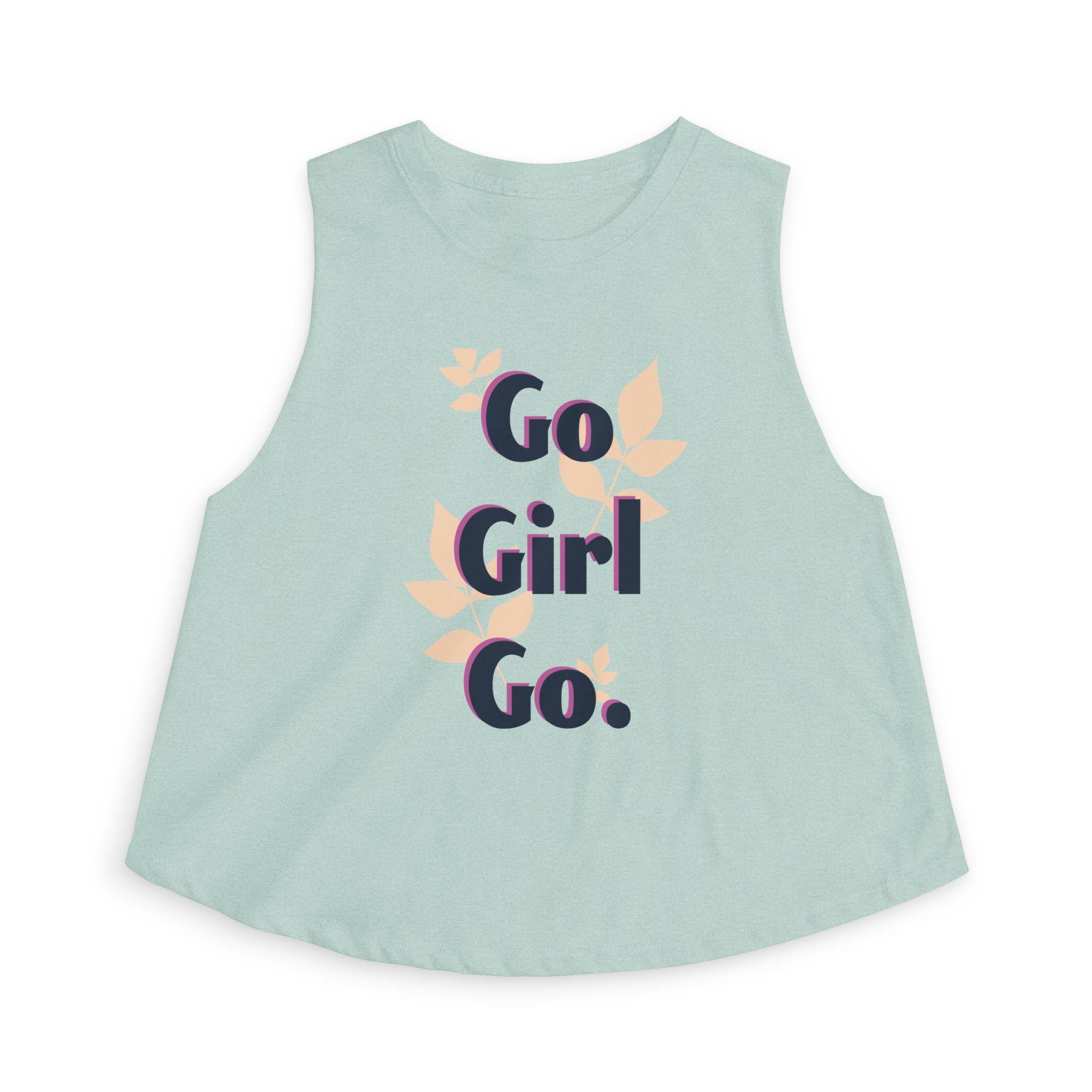 Go Girl Go Motivation Women's Crop Top - Inspirational Graphic Sleeveless Flowy Tank