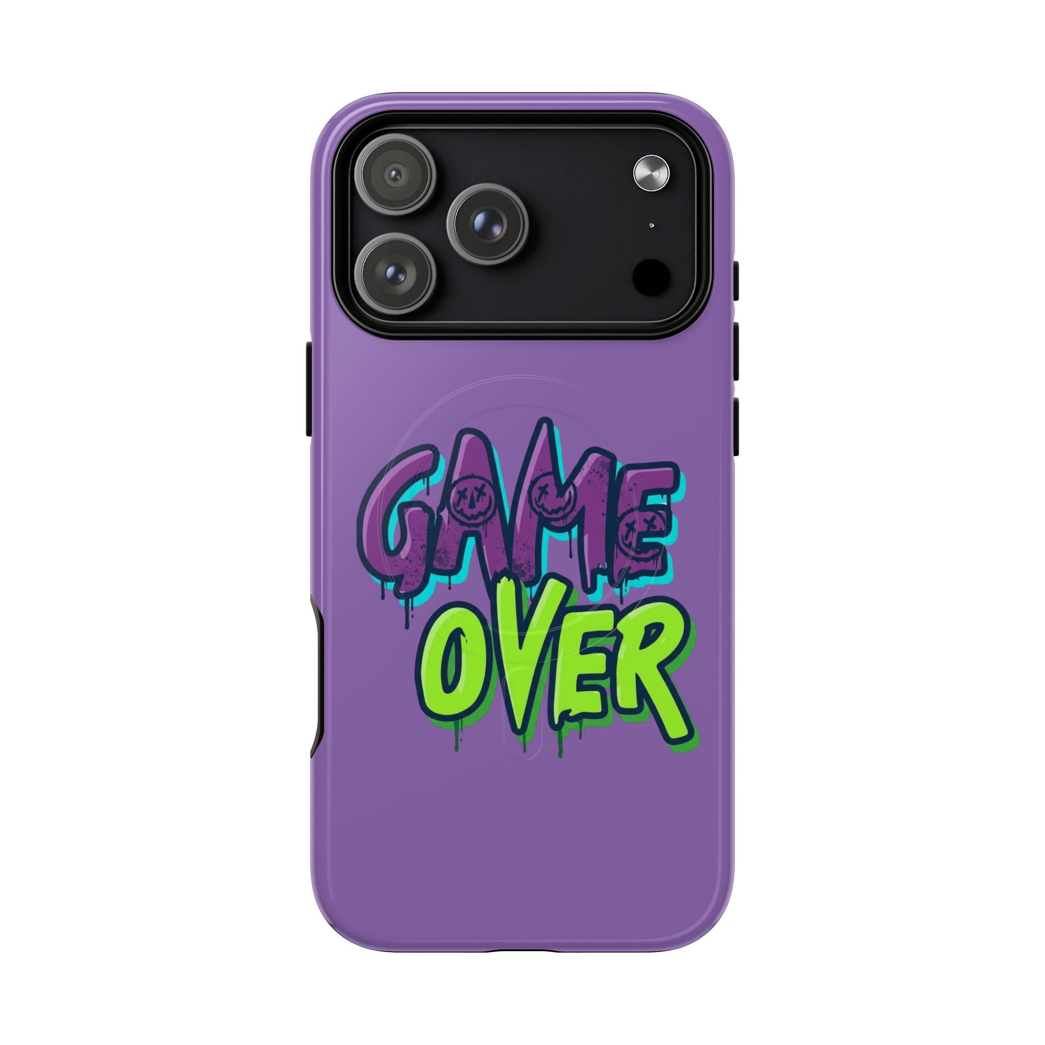 "Game Over" Purple Graffiti Tough Magnetic Case for iPhone 17 Series | Aesthetic Streetwear MagSafe Armor for 17, 17 Air, 17 Pro & 17 Pro Max