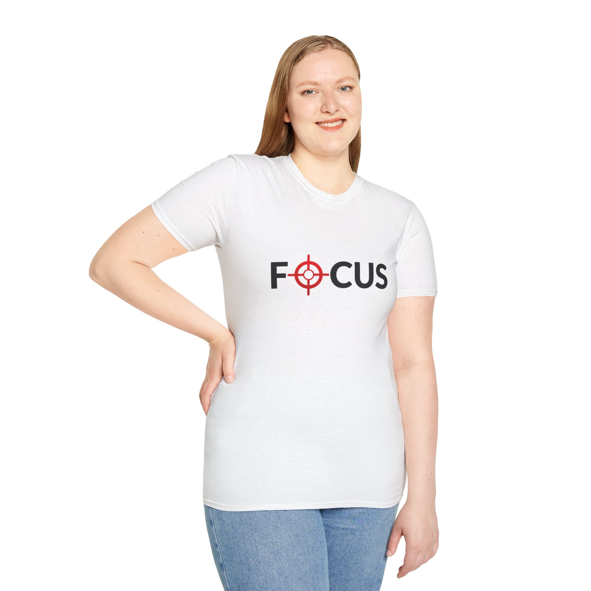 Focus Target Graphic T-Shirt - FOCUS with Red Crosshair Motivational Tee