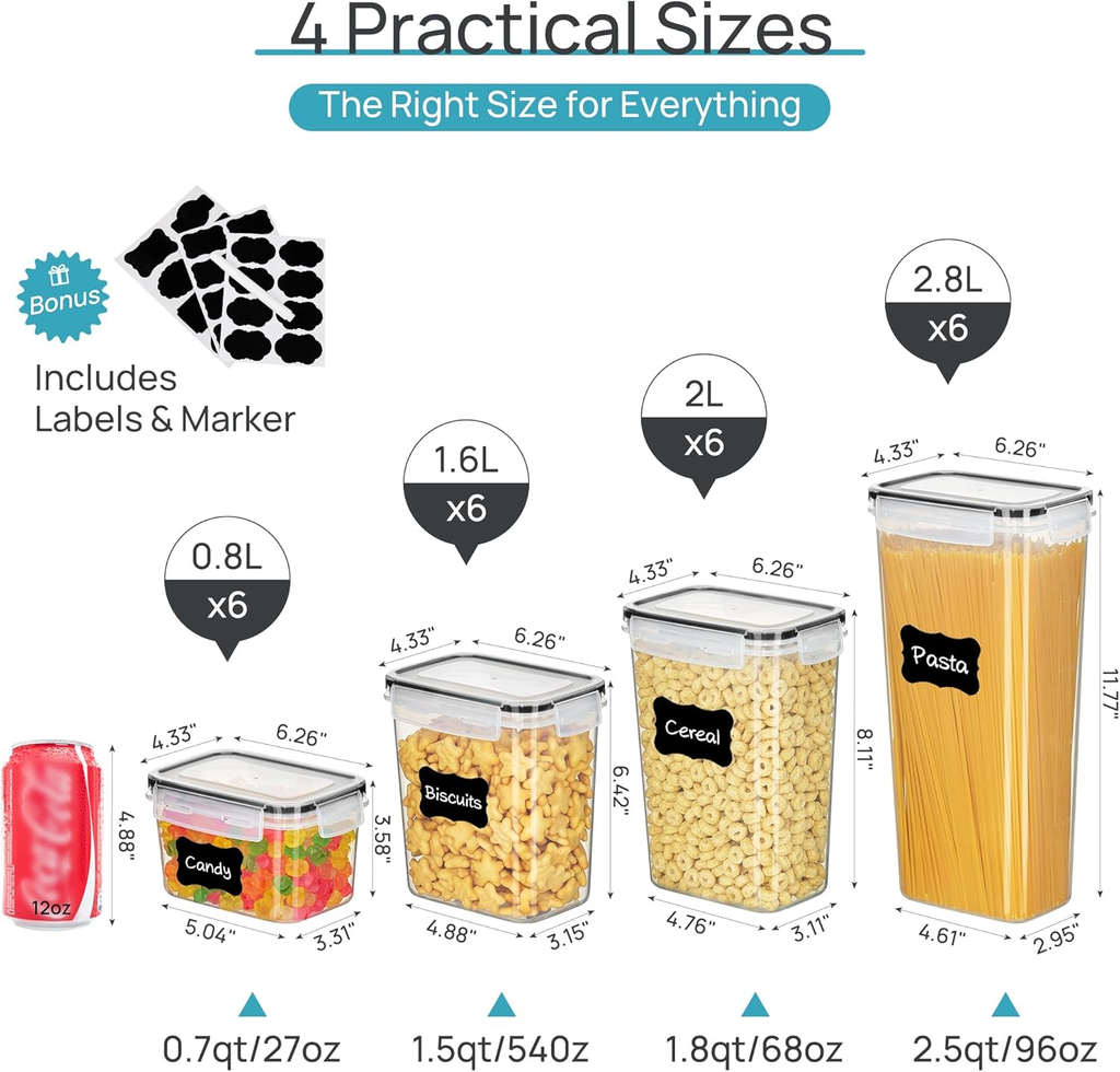 24pc Airtight Food Storage Containers - BPA Free Pantry Organizer Set