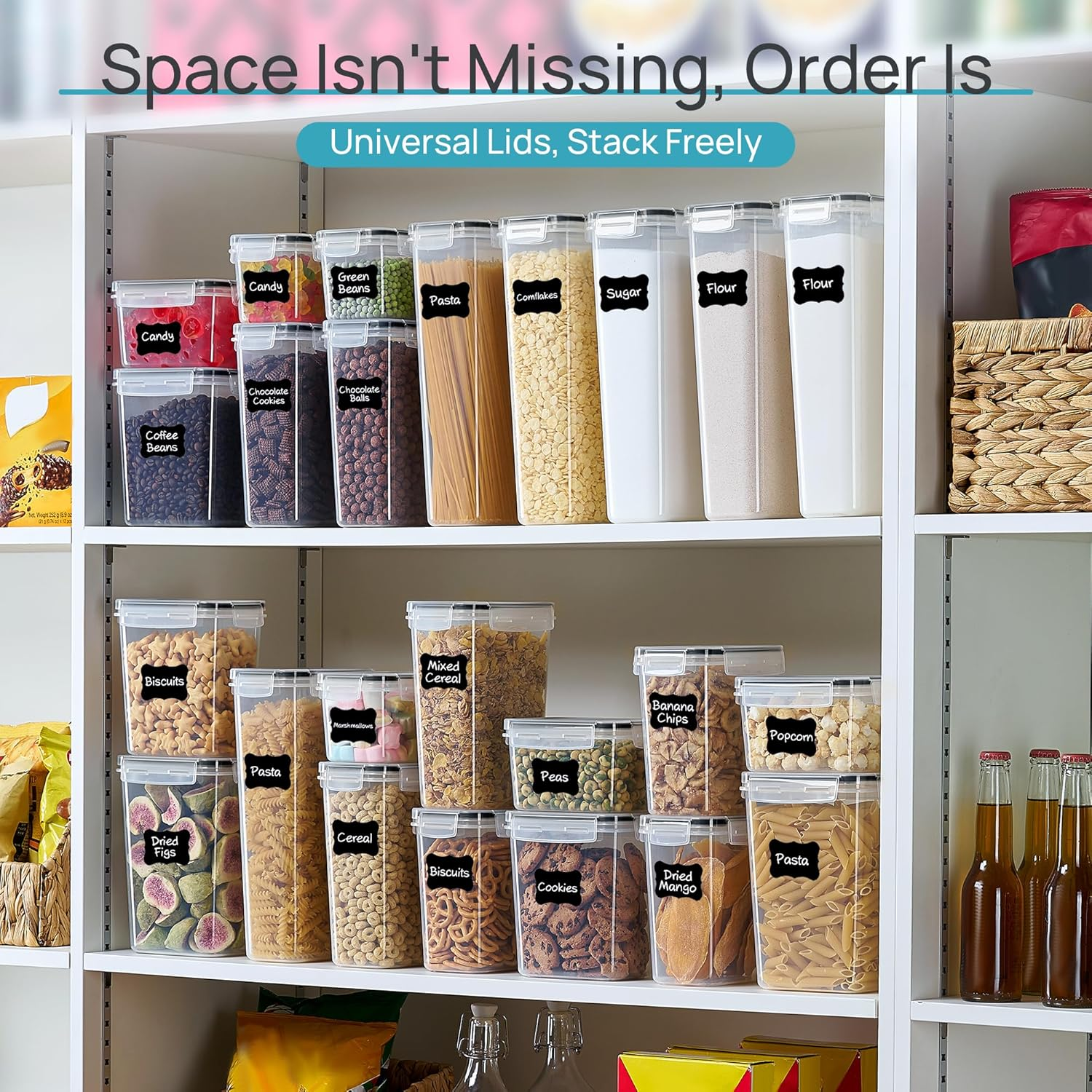 24pc Airtight Food Storage Containers - BPA Free Pantry Organizer Set