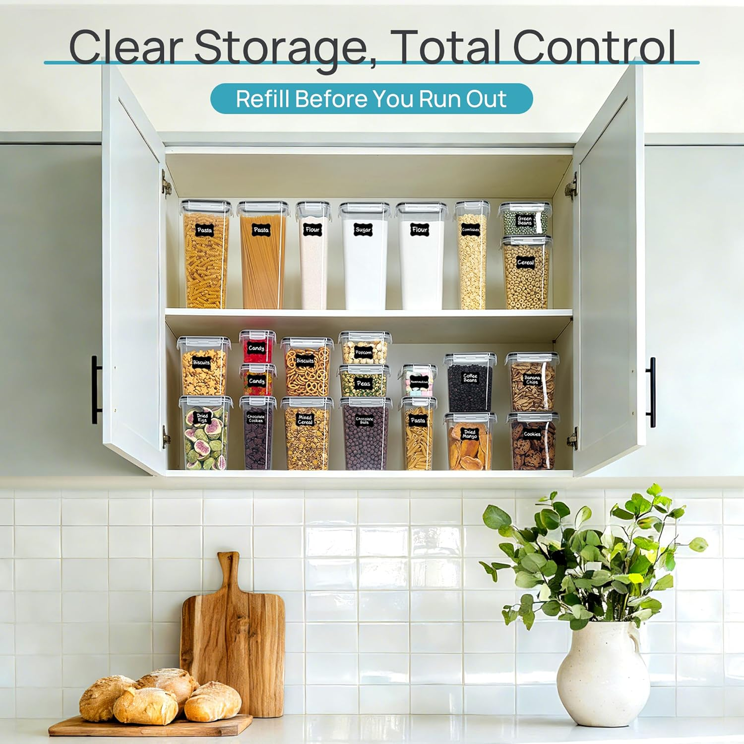 24pc Airtight Food Storage Containers - BPA Free Pantry Organizer Set