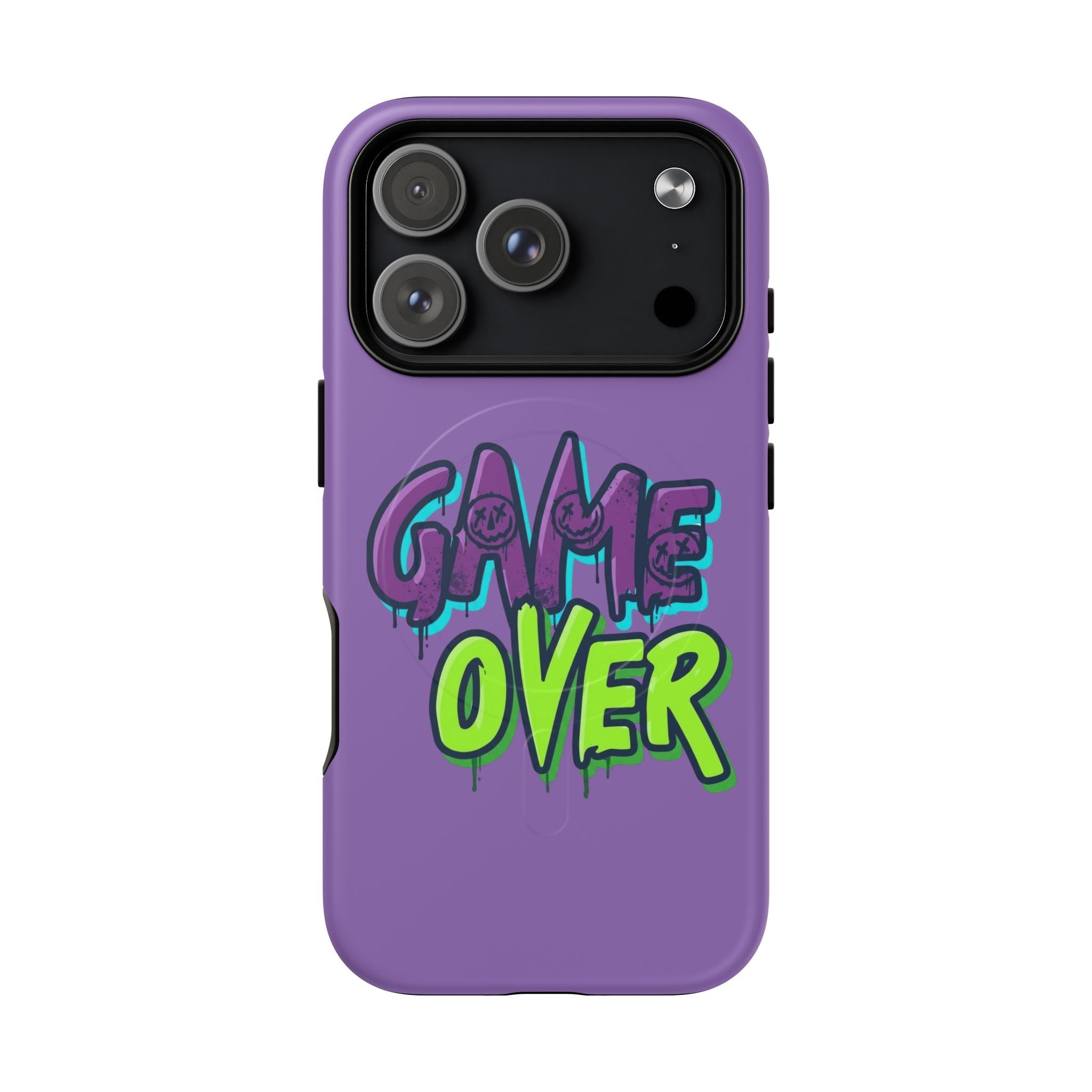 "Game Over" Purple Graffiti Tough Magnetic Case for iPhone 17 Series | Aesthetic Streetwear MagSafe Armor for 17, 17 Air, 17 Pro & 17 Pro Max