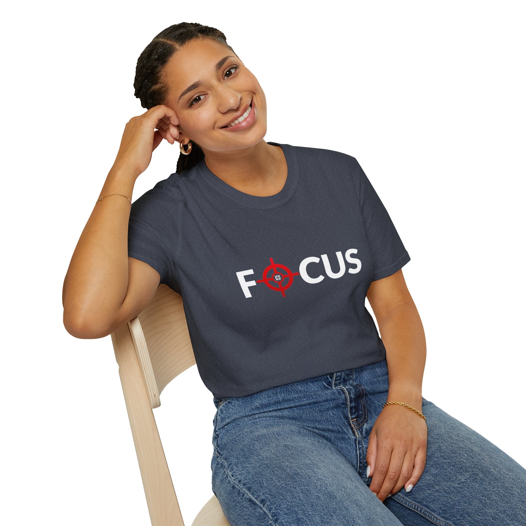Focus Target Graphic T-Shirt - FOCUS with Red Crosshair Motivational Tee