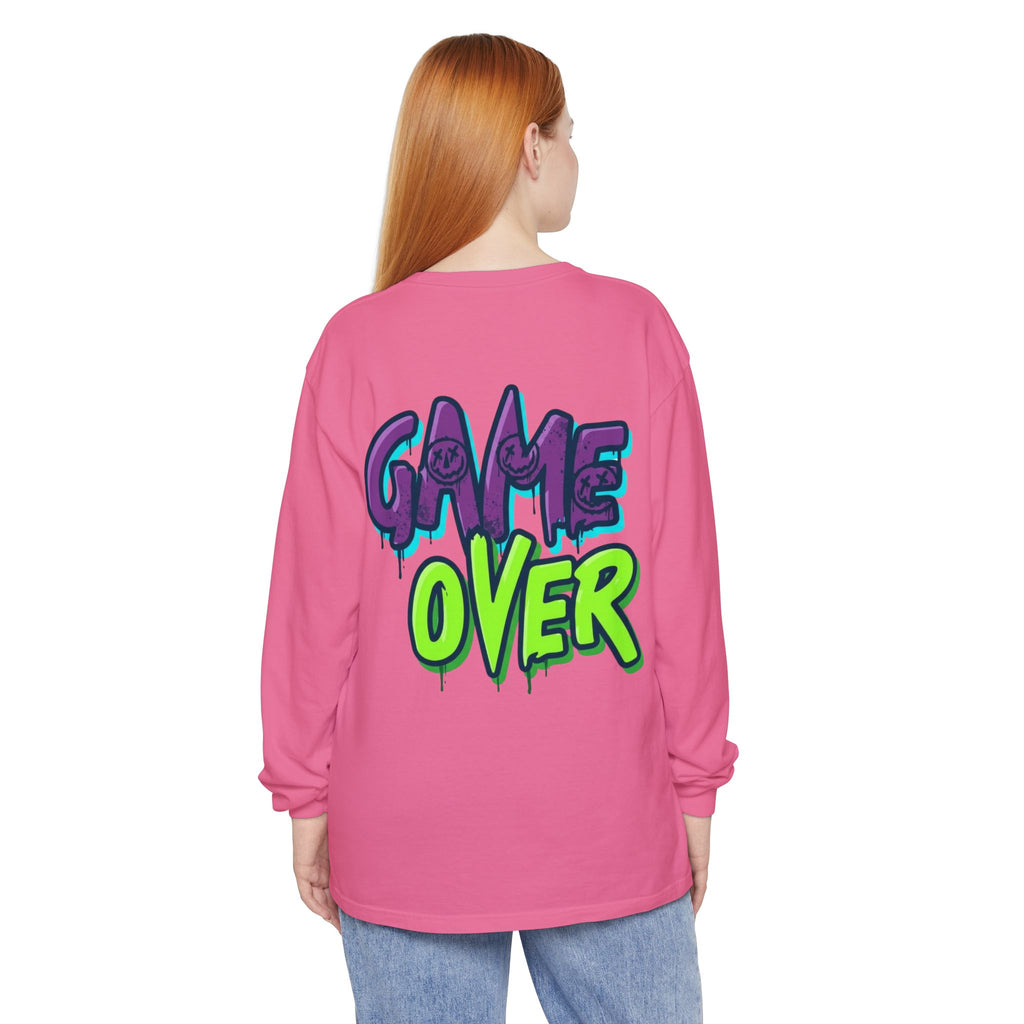 Game Over Graphic Sweatshirt for Women – Trendy Streetwear Casual Long Sleeve Shirt