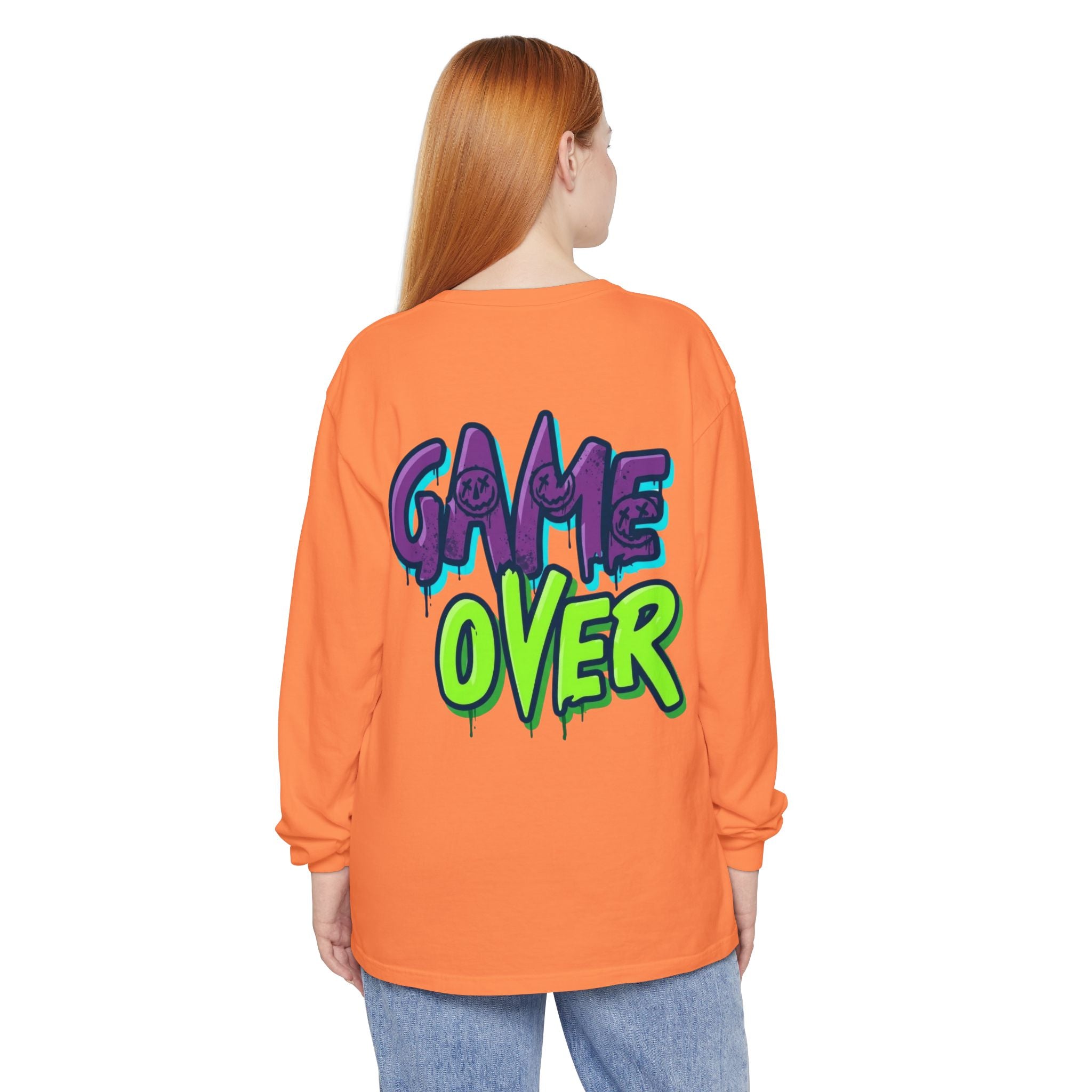 Game Over Graphic Sweatshirt for Women – Trendy Streetwear Casual Long Sleeve Shirt