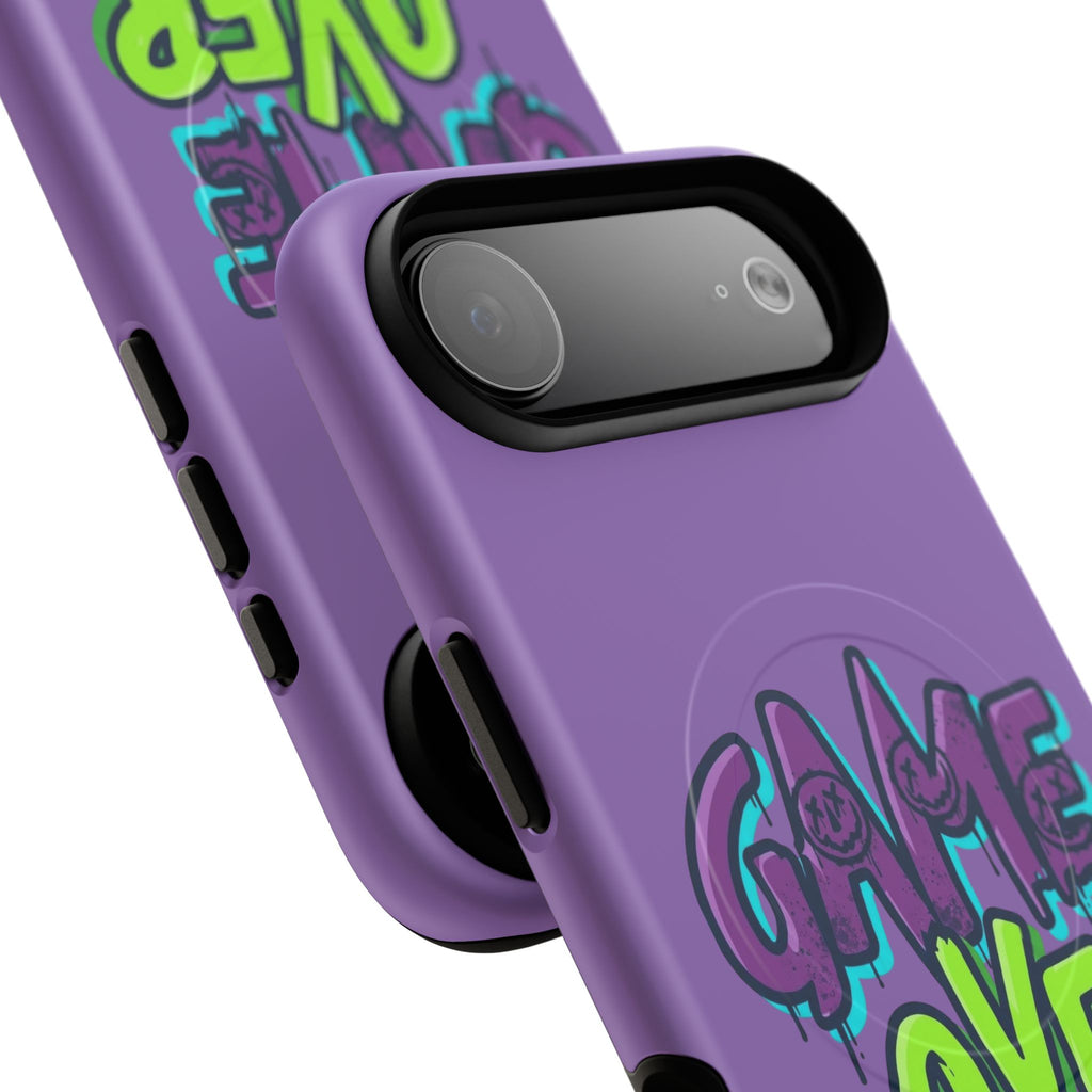 "Game Over" Purple Graffiti Tough Magnetic Case for iPhone 17 Series | Aesthetic Streetwear MagSafe Armor for 17, 17 Air, 17 Pro & 17 Pro Max