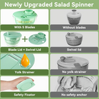 9-in-1 Salad Spinner & Slicer — Wash, Slice & Dry in ONE Bowl | Large 5.3 Qt | BPA-Free