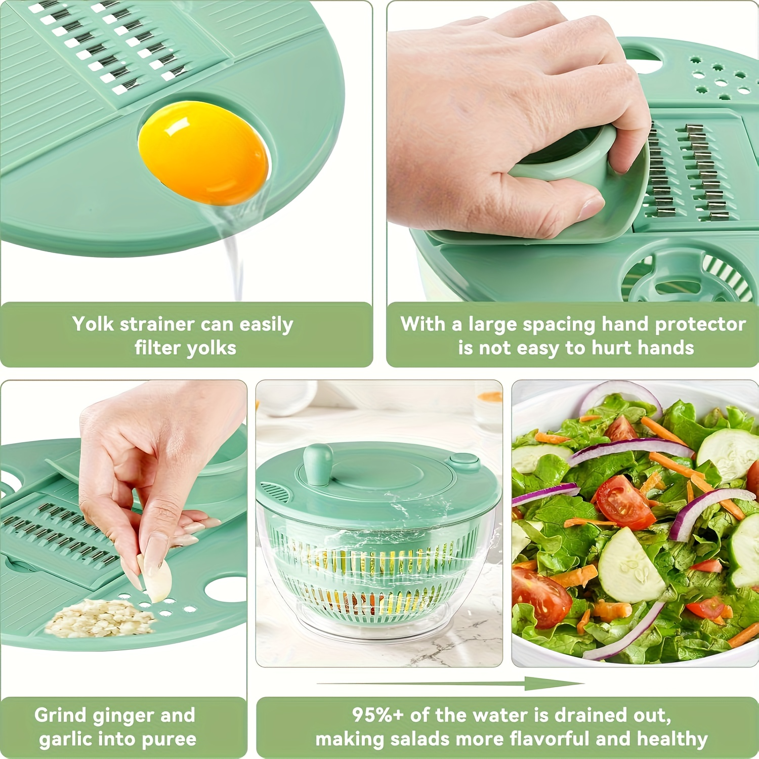 9-in-1 Salad Spinner & Slicer — Wash, Slice & Dry in ONE Bowl | Large 5.3 Qt | BPA-Free