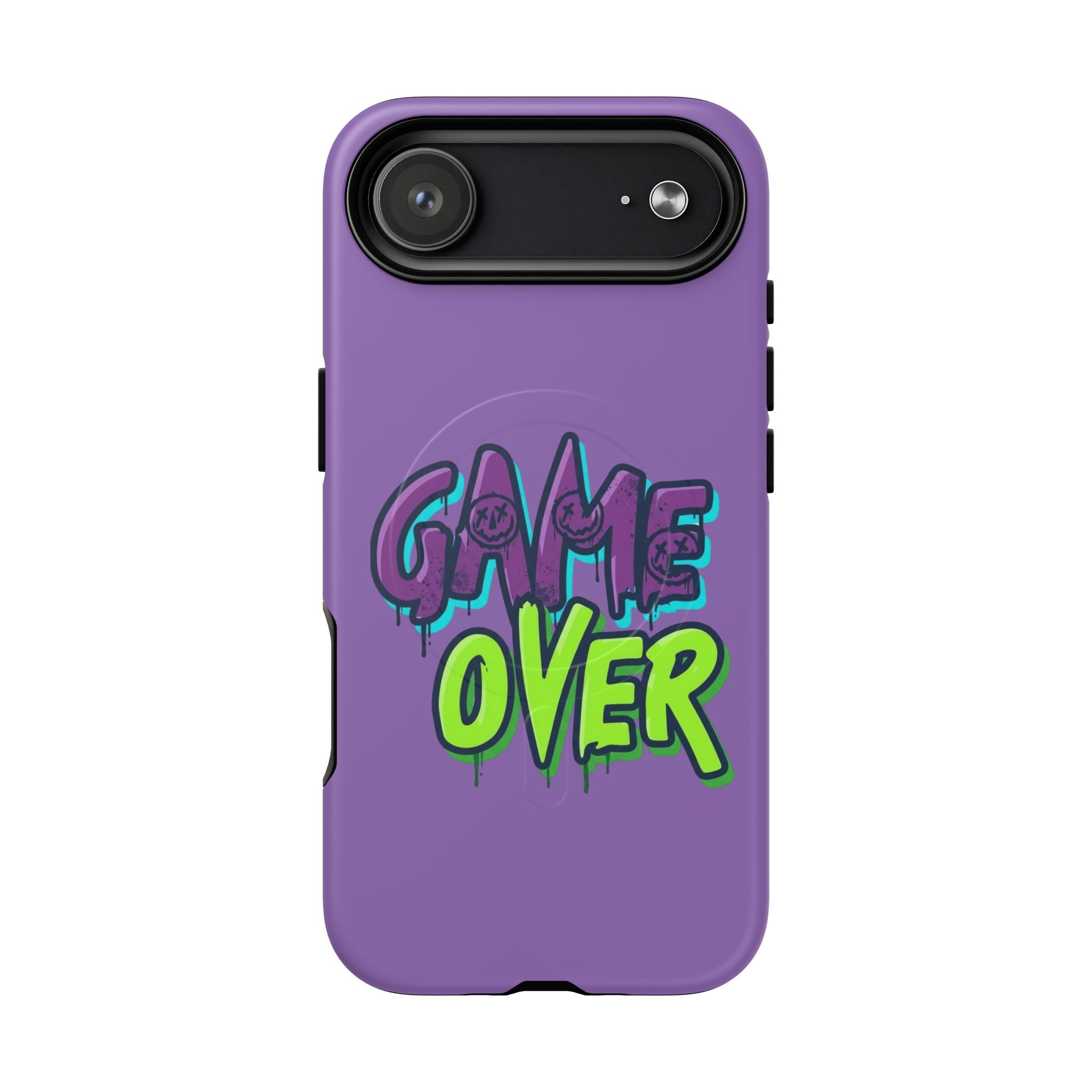 "Game Over" Purple Graffiti Tough Magnetic Case for iPhone 17 Series | Aesthetic Streetwear MagSafe Armor for 17, 17 Air, 17 Pro & 17 Pro Max