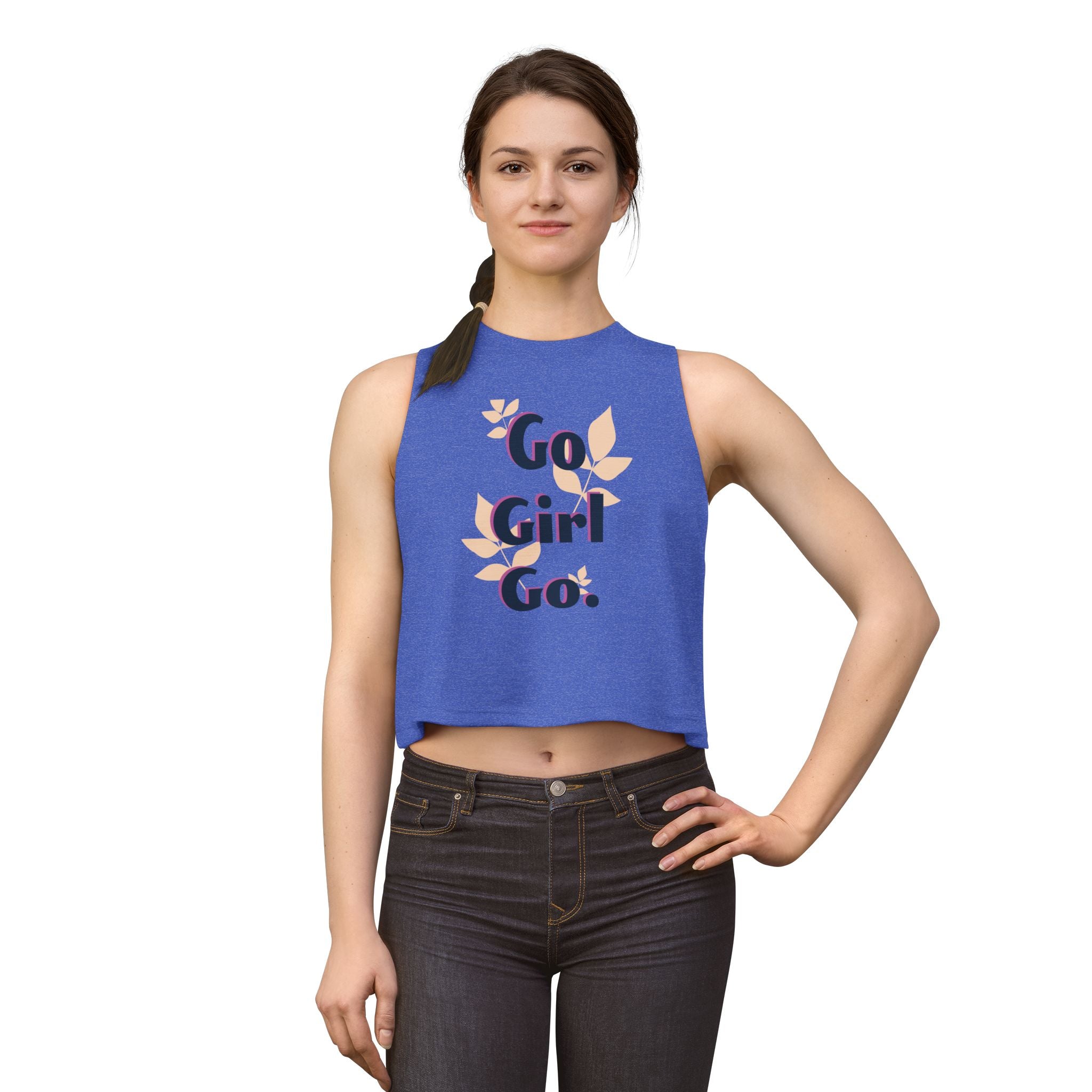 Go Girl Go Motivation Women's Crop Top - Inspirational Graphic Sleeveless Flowy Tank