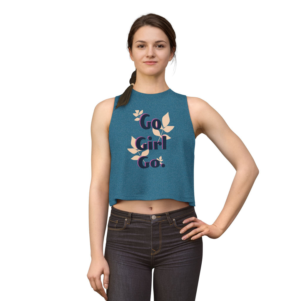 Go Girl Go Motivation Women's Crop Top - Inspirational Graphic Sleeveless Flowy Tank
