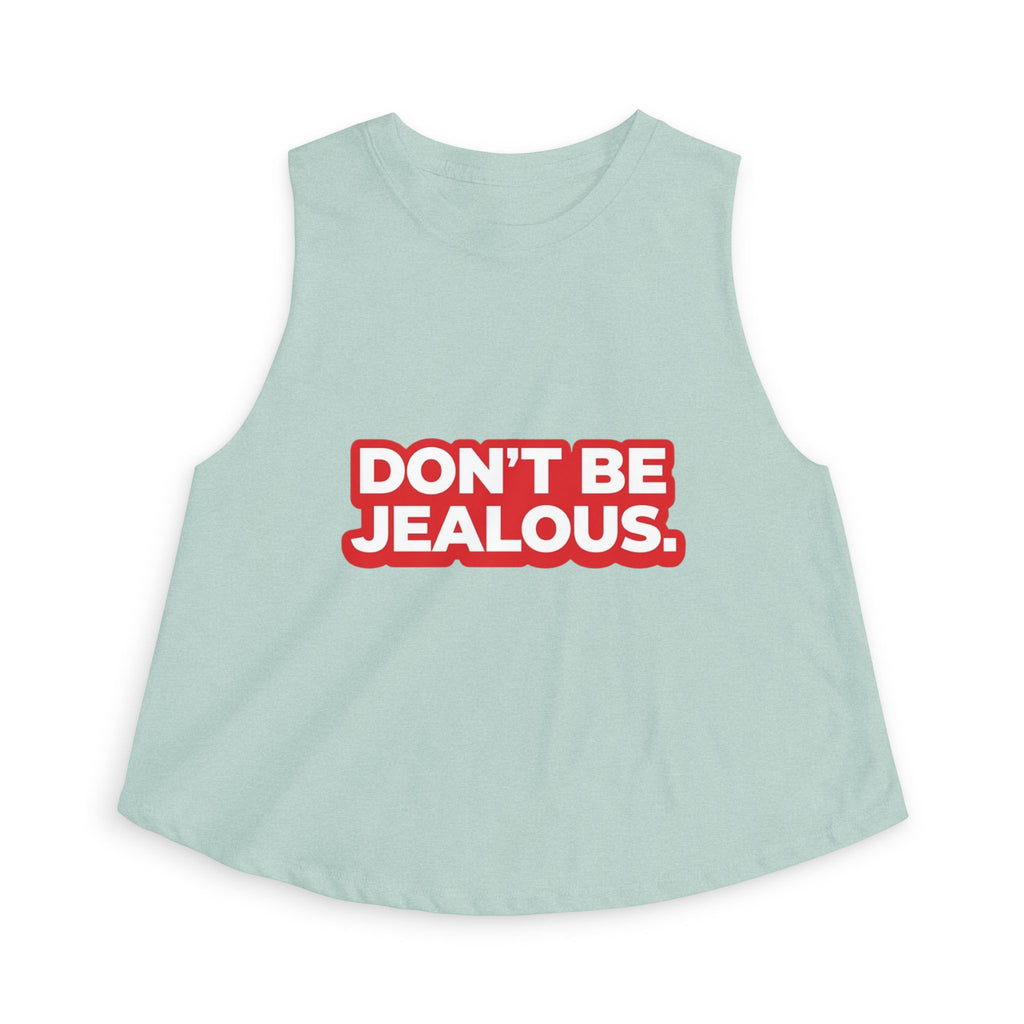 Don't Be Jealous Graphic Crop Top - Women's Sleeveless Muscle Style Tee