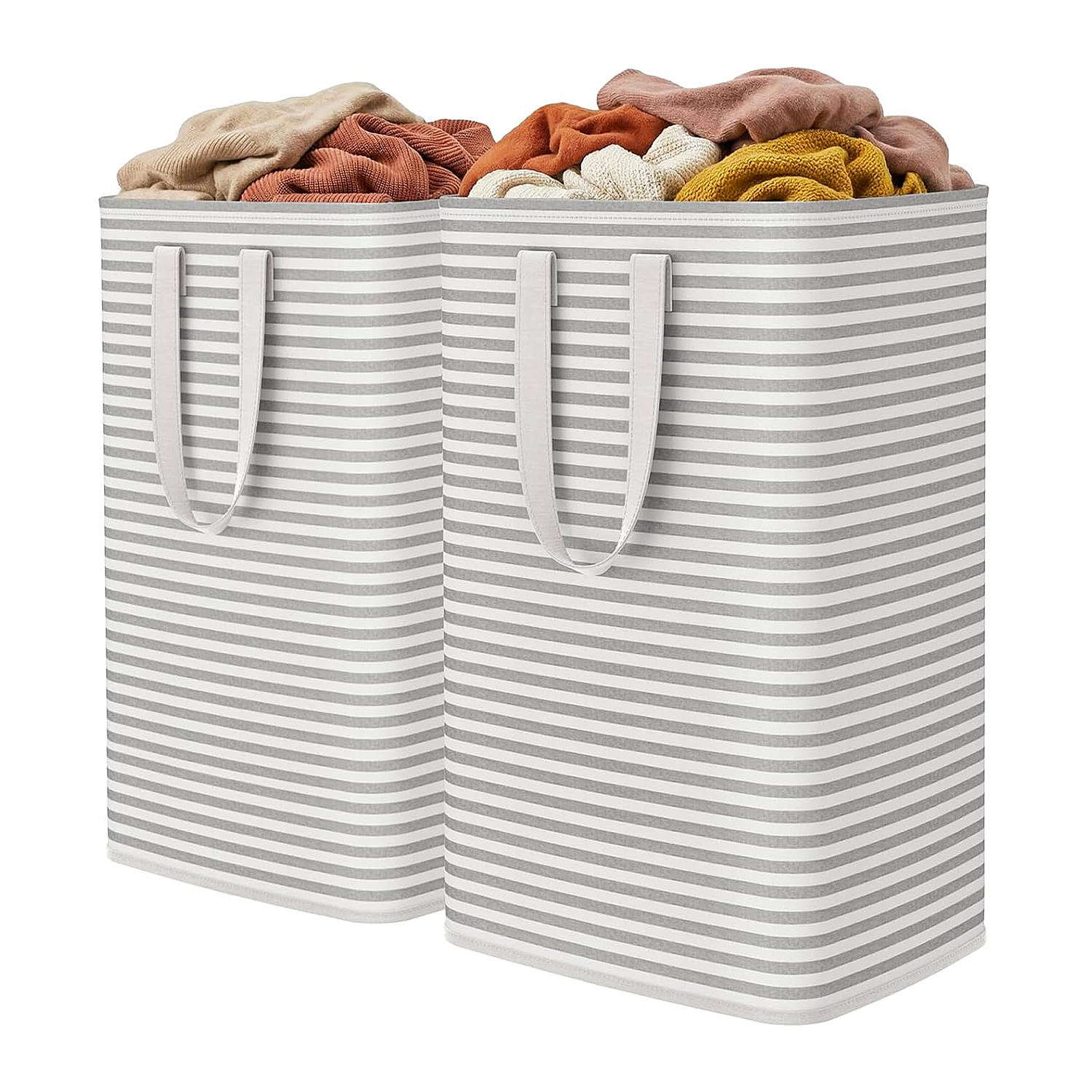 Pack of 2 Laundry Basket 80L Each, Collapsible Clothes Hamper - Large Freestanding Clothes Storage Bin
