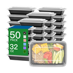 50-Pack Meal Prep Containers (100-Piece Set) - 32oz Reusable Food Storage