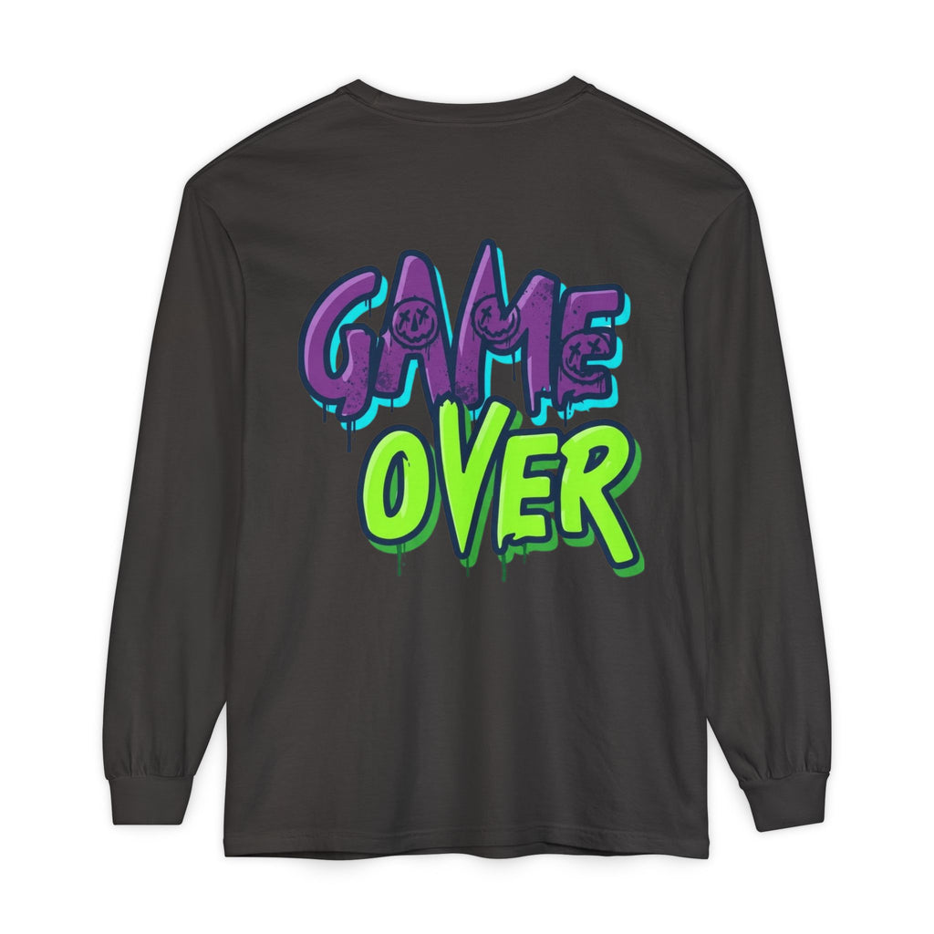 Game Over Graphic Sweatshirt for Women – Trendy Streetwear Casual Long Sleeve Shirt