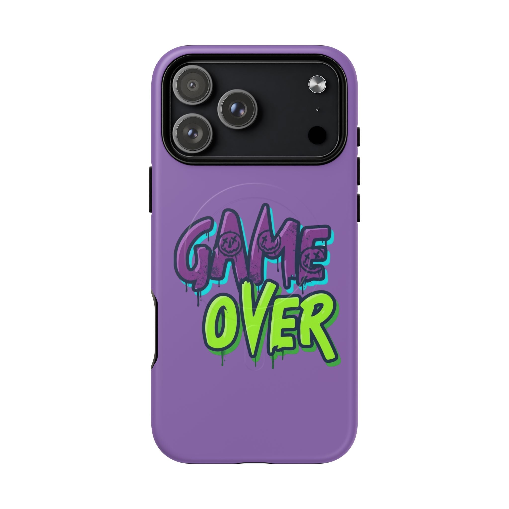 "Game Over" Purple Graffiti Tough Magnetic Case for iPhone 17 Series | Aesthetic Streetwear MagSafe Armor for 17, 17 Air, 17 Pro & 17 Pro Max