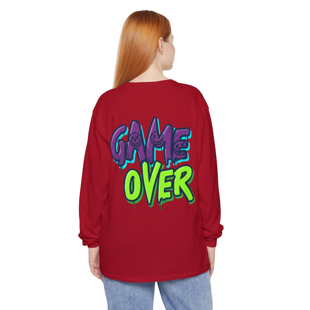 Game Over Graphic Sweatshirt for Women – Trendy Streetwear Casual Long Sleeve Shirt
