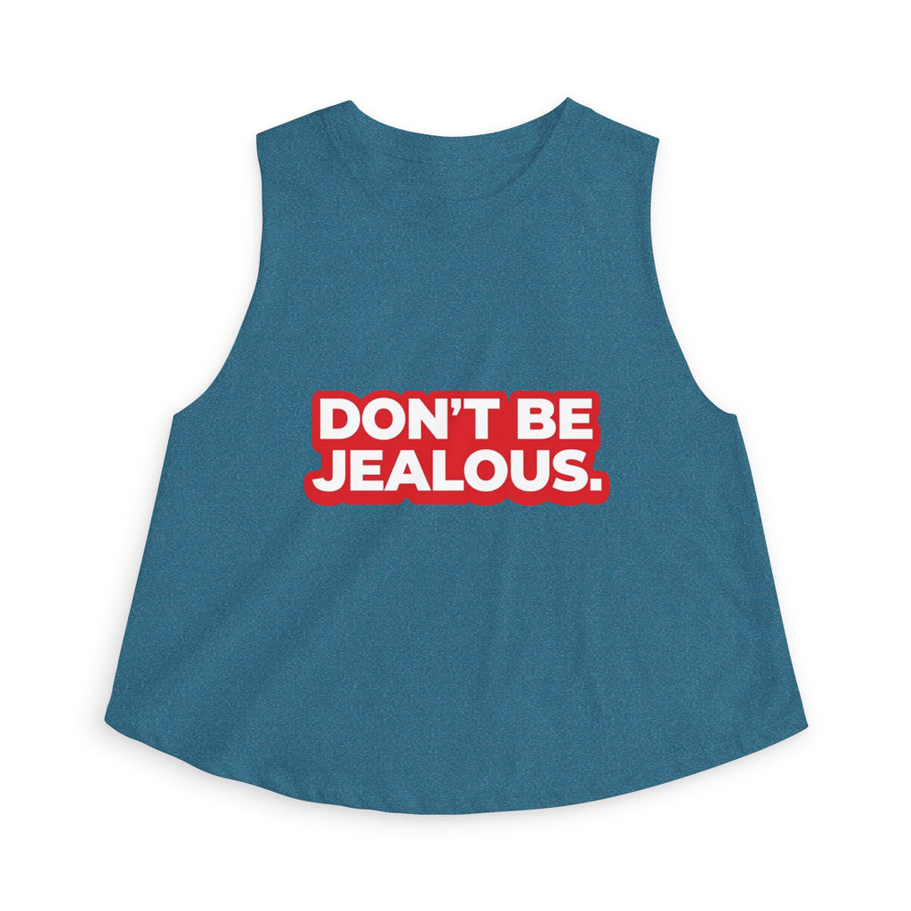 Don't Be Jealous Graphic Crop Top - Women's Sleeveless Muscle Style Tee