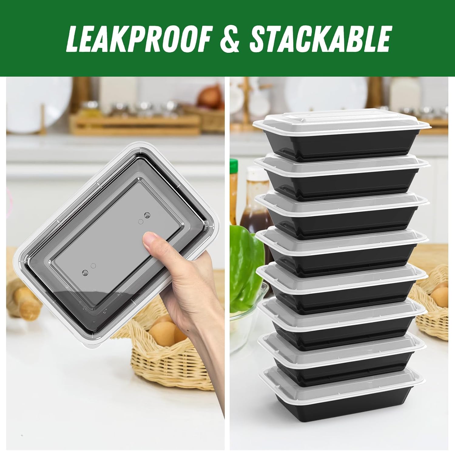 50-Pack Meal Prep Containers (100-Piece Set) - 32oz Reusable Food Storage
