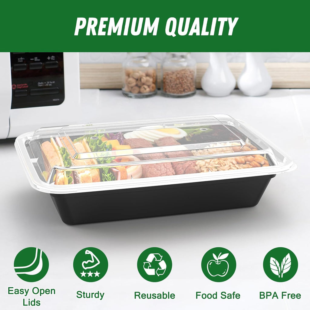 50-Pack Meal Prep Containers (100-Piece Set) - 32oz Reusable Food Storage