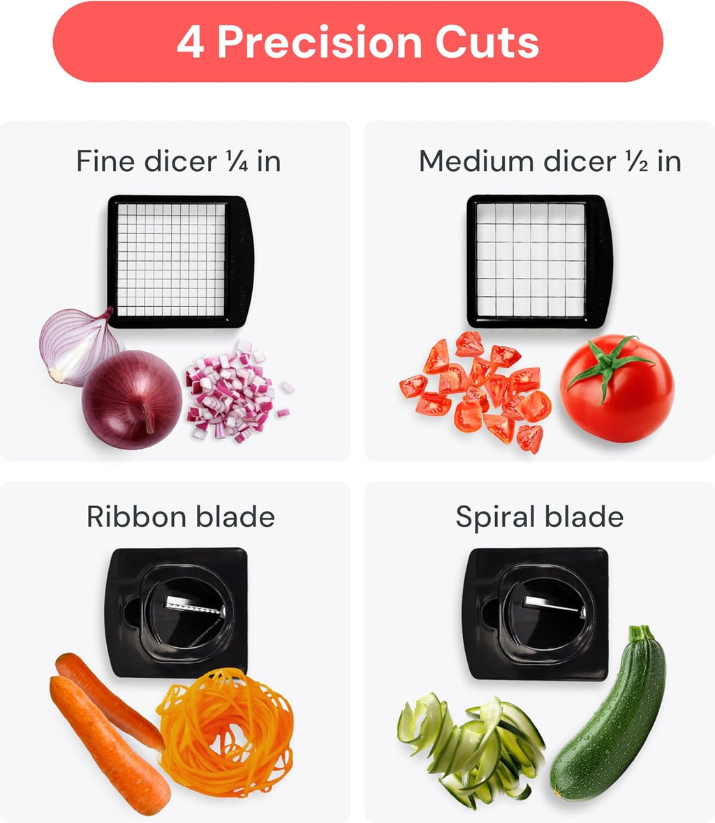 The Original 4-in-1 Pro Vegetable Chopper - Spiralizer & Food Slicer with Container