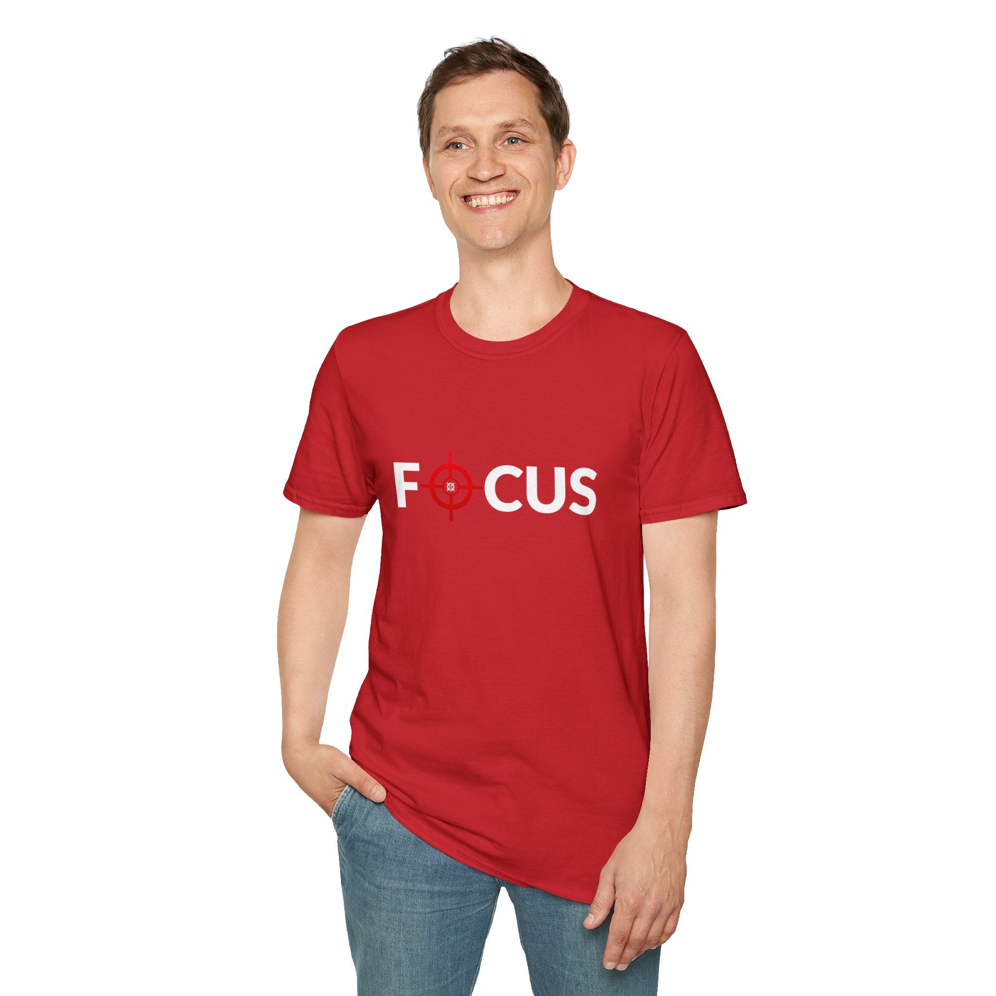 Focus Target Graphic T-Shirt - FOCUS with Red Crosshair Motivational Tee