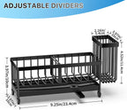 Kitchen Sink Organizer with High Brush Holder - 9.25" Black Caddy