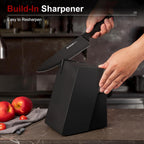 15-Piece German Stainless Steel Kitchen Knife Set with Built-in Sharpener Block | Dishwasher Safe Professional Chef Knife Set for Home Kitchen