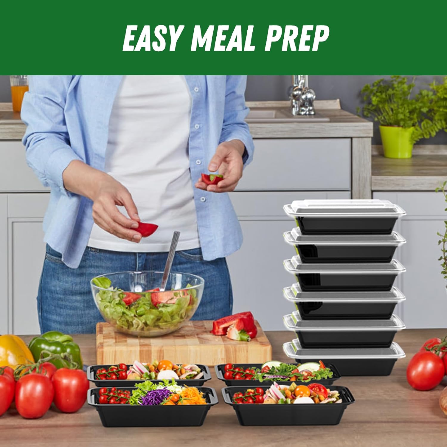 50-Pack Meal Prep Containers (100-Piece Set) - 32oz Reusable Food Storage