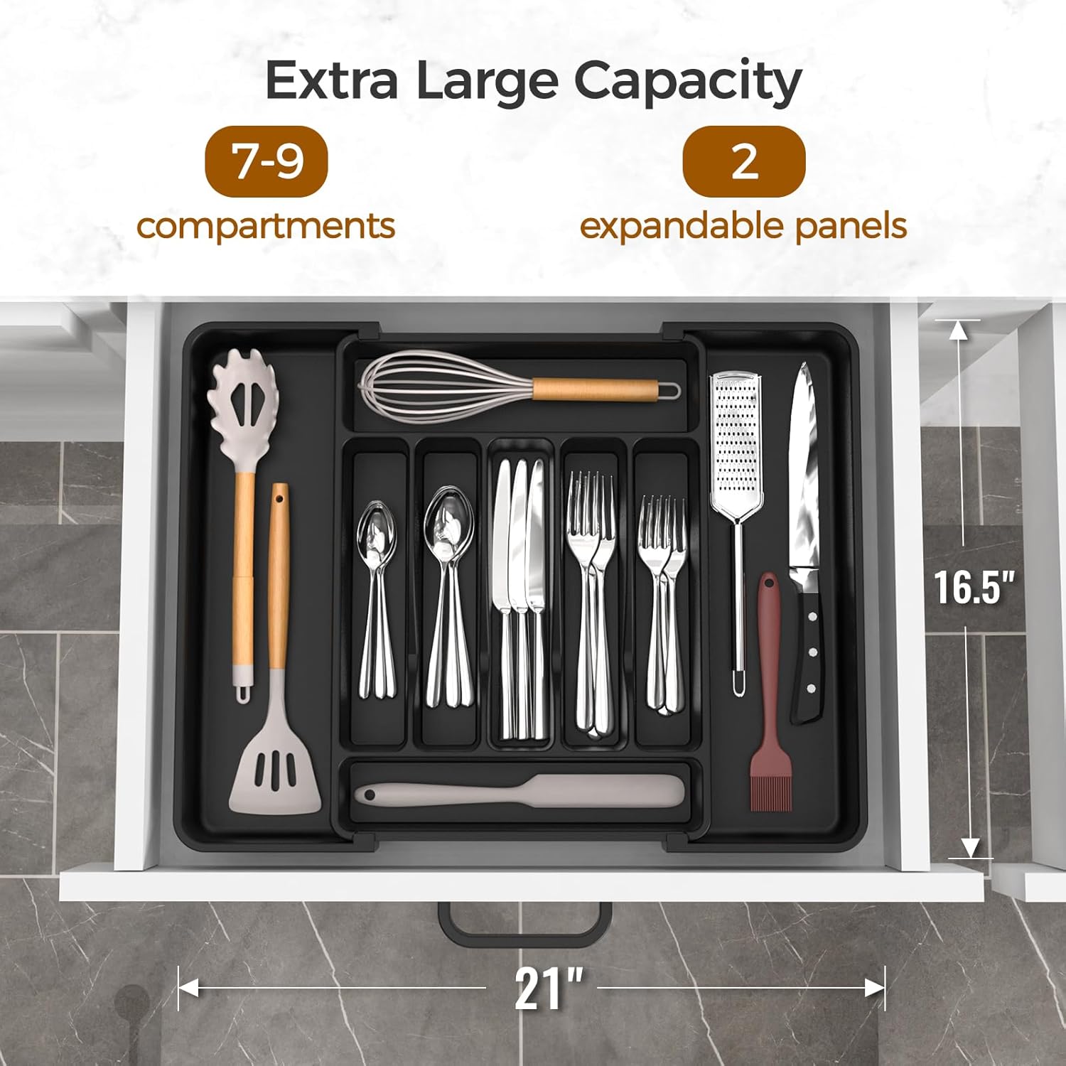 Expandable Silverware Drawer Organizer - BPA-Free Kitchen Utensil Holder