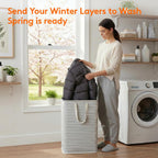 Pack of 2 Laundry Basket 80L Each, Collapsible Clothes Hamper - Large Freestanding Clothes Storage Bin