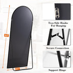 DUMOS 64"x21" Arched Full Length Mirror - Modern Aluminum Frame Floor Mirror