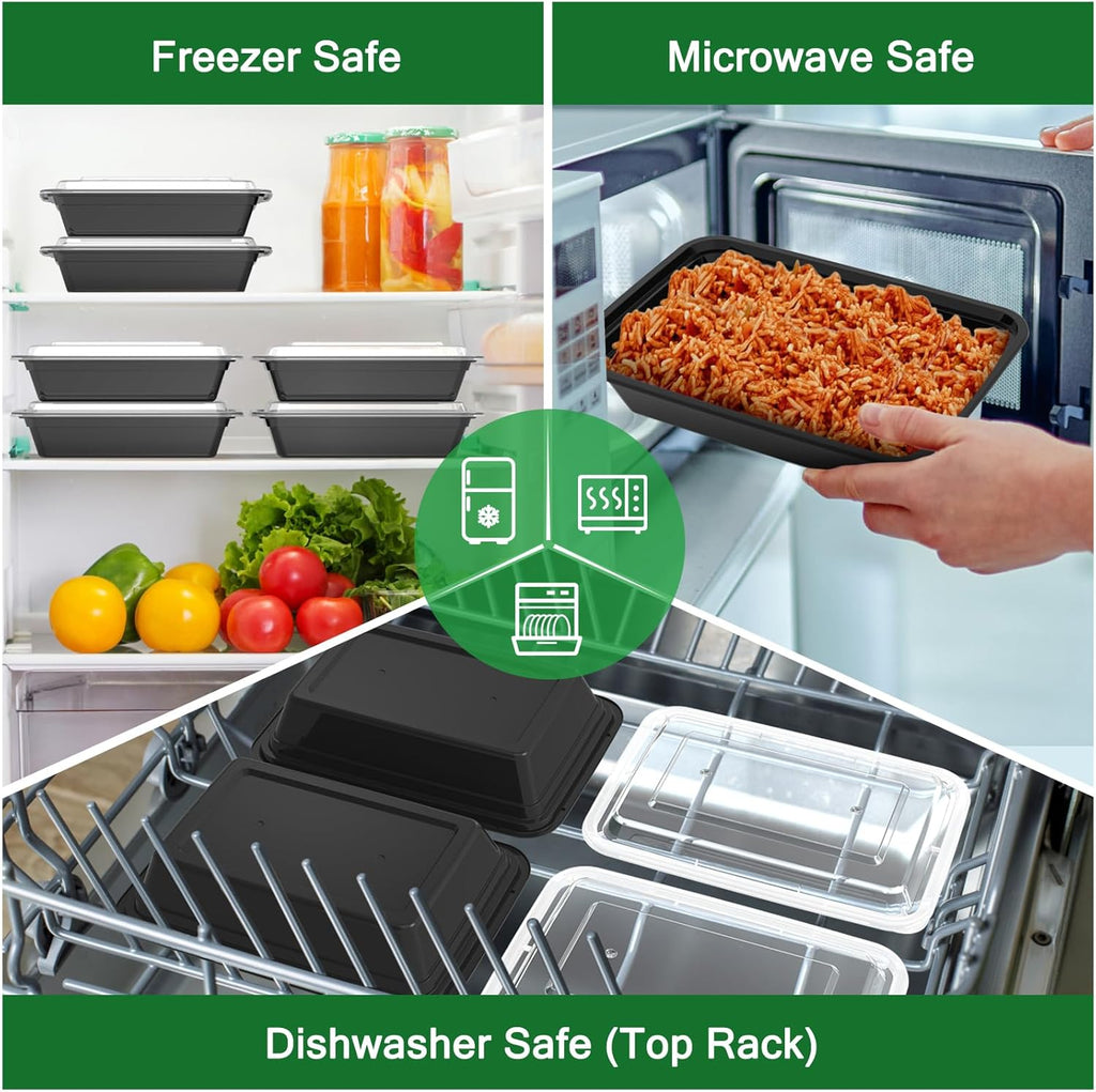 50-Pack Meal Prep Containers (100-Piece Set) - 32oz Reusable Food Storage