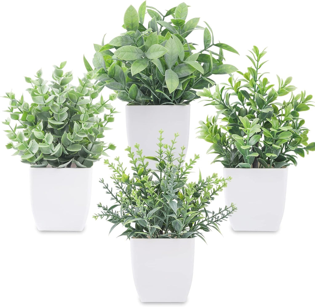 Pack of 4 Artificial Rose Flowers with Wooden Box - Farmhouse Decor Centerpiece for Home & Office