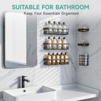 Pack of 5 Adhesive Shower Caddy Organizer - Rustproof Stainless Steel Bathroom Storage Shelves