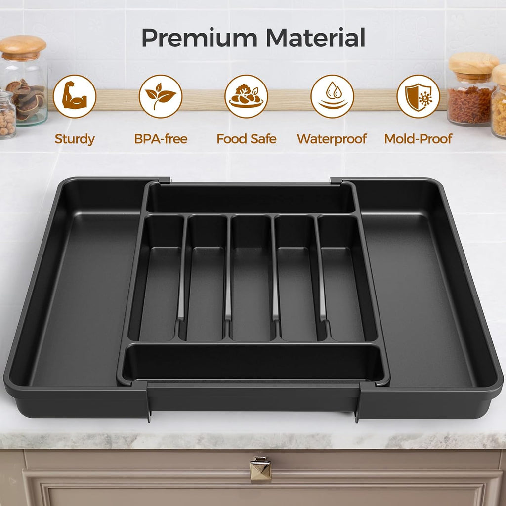 Expandable Silverware Drawer Organizer - BPA-Free Kitchen Utensil Holder