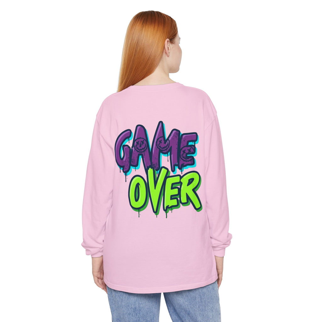 Game Over Graphic Sweatshirt for Women – Trendy Streetwear Casual Long Sleeve Shirt